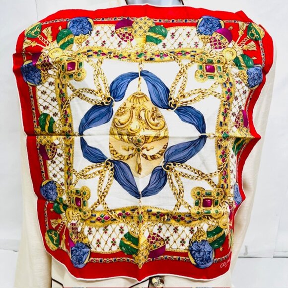 Set of 2 Unused  Cotton Mini Scarf 18" Oscar Dela Renta , 22" Celine Parise(29 - Picture 9 of 13